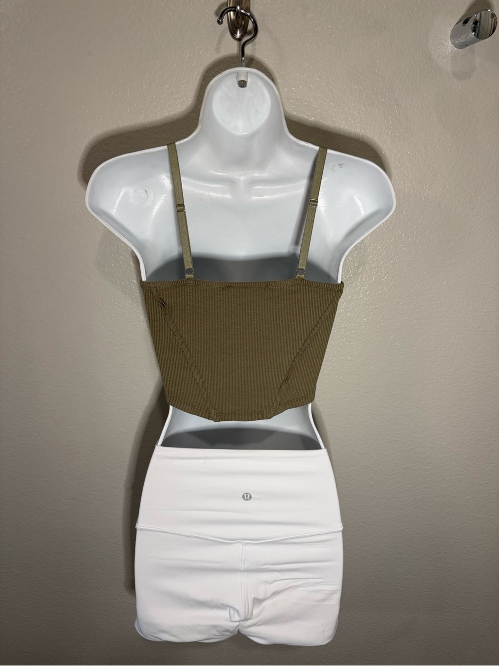 Slim Ribbed Olive Square-Neck Tank Top - Picture 2 of 3